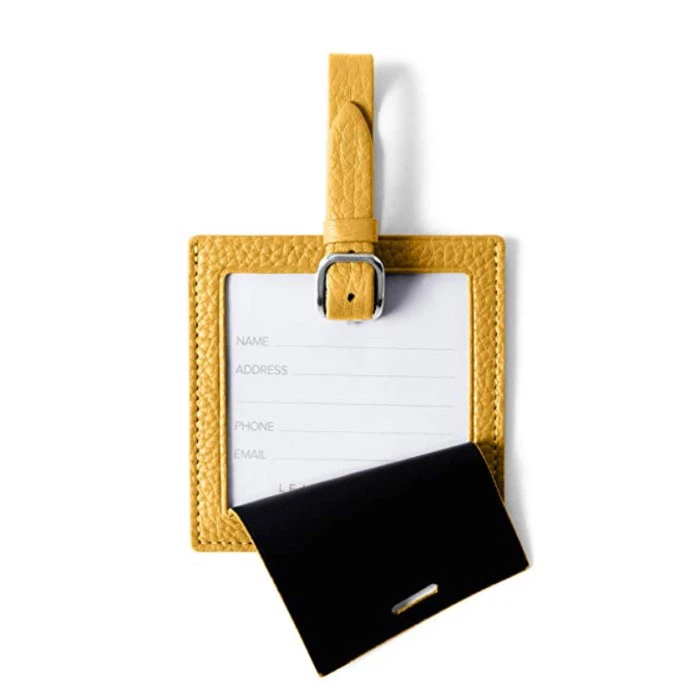 Yellow PU Leather Luggage Tag