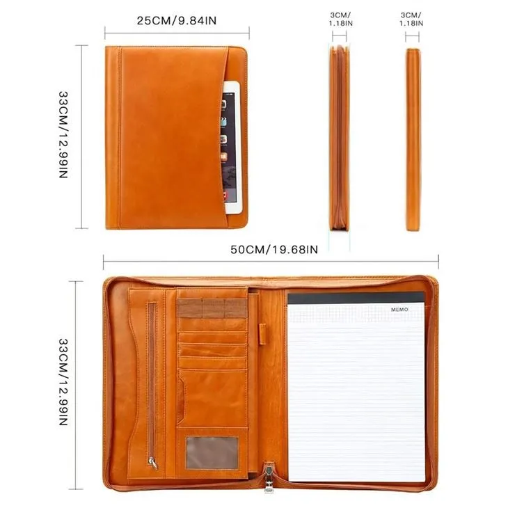 Business File Folder Leather Portfolio